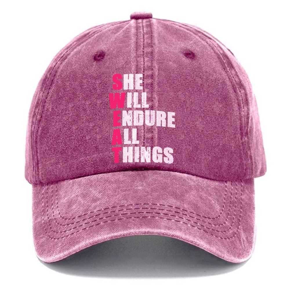 She Will Endure All Things Unisex Vintage Casual Washed Cap Customscool 
