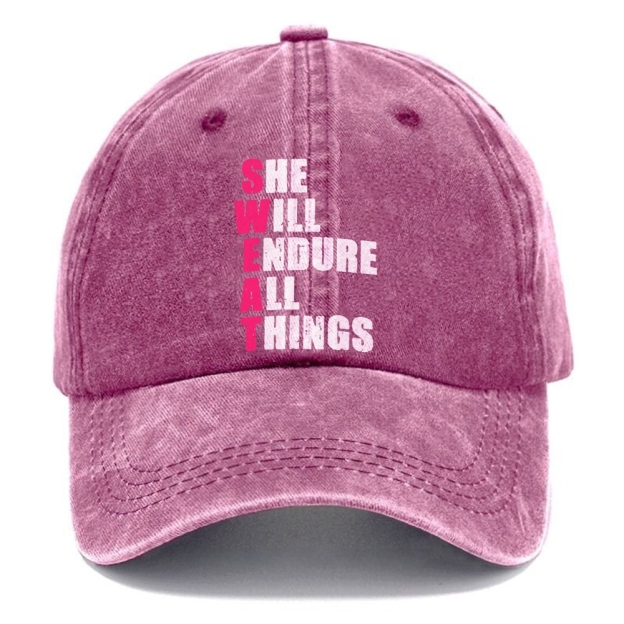 She Will Endure All Things Unisex Vintage Casual Washed Cap Customscool 