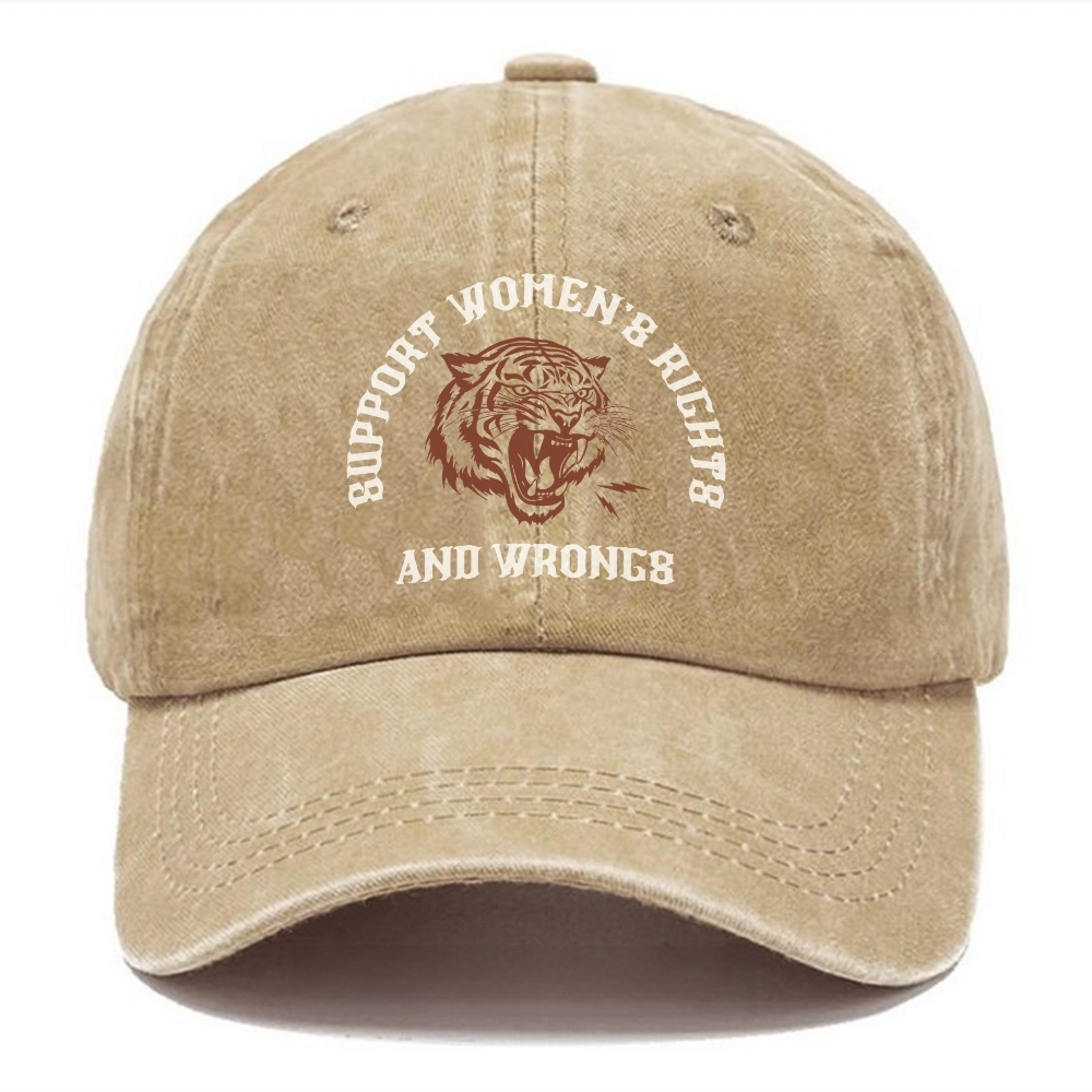 Support Women's Rights And Wrongs Unisex Vintage Casual Washed Cap Customscool