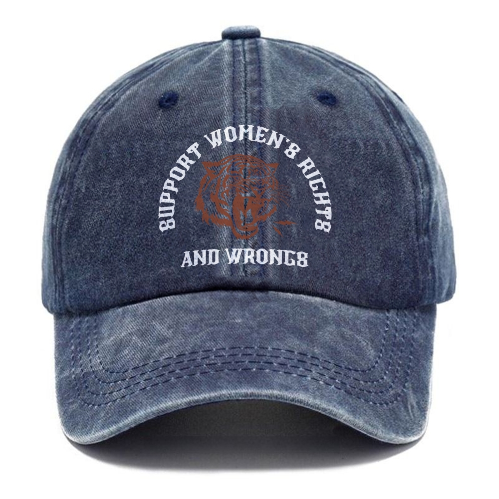 Support Women's Rights And Wrongs Unisex Vintage Casual Washed Cap Customscool 