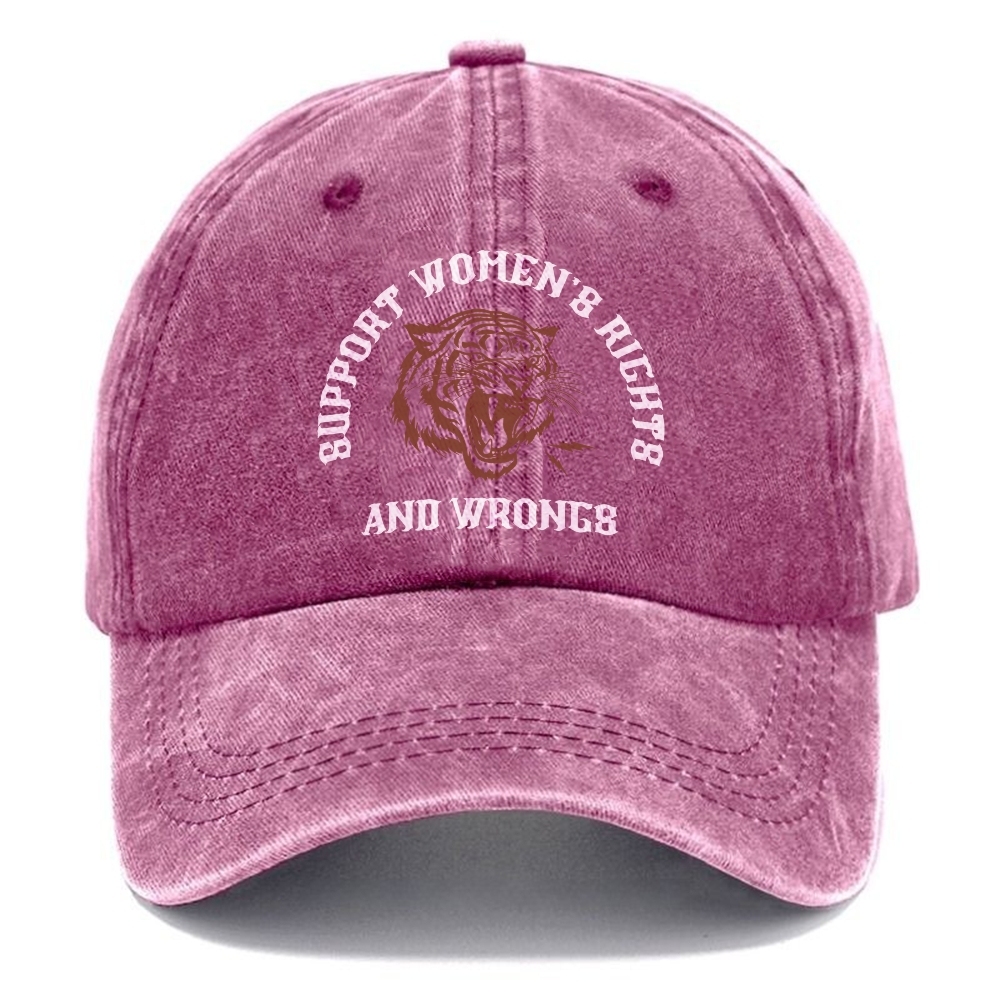 Support Women's Rights And Wrongs Unisex Vintage Casual Washed Cap Customscool