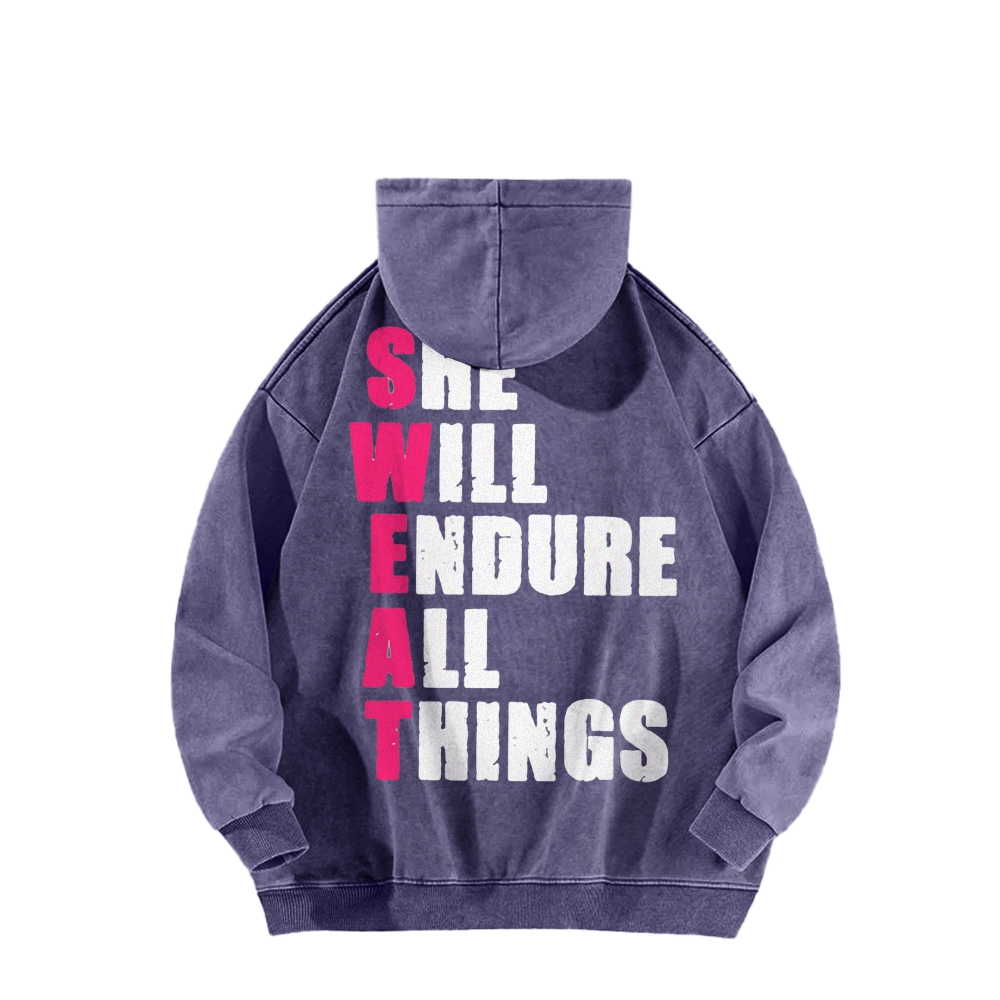 She Will Endure All Things Washed Hoodie