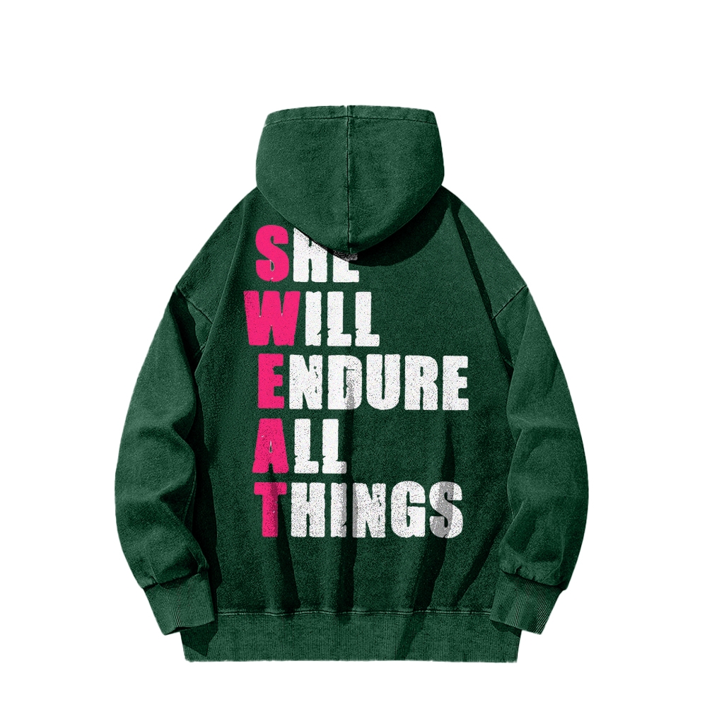 She Will Endure All Things Washed Hoodie