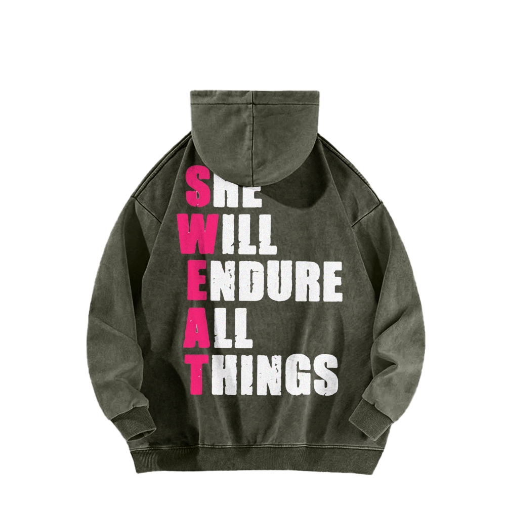 She Will Endure All Things Washed Hoodie