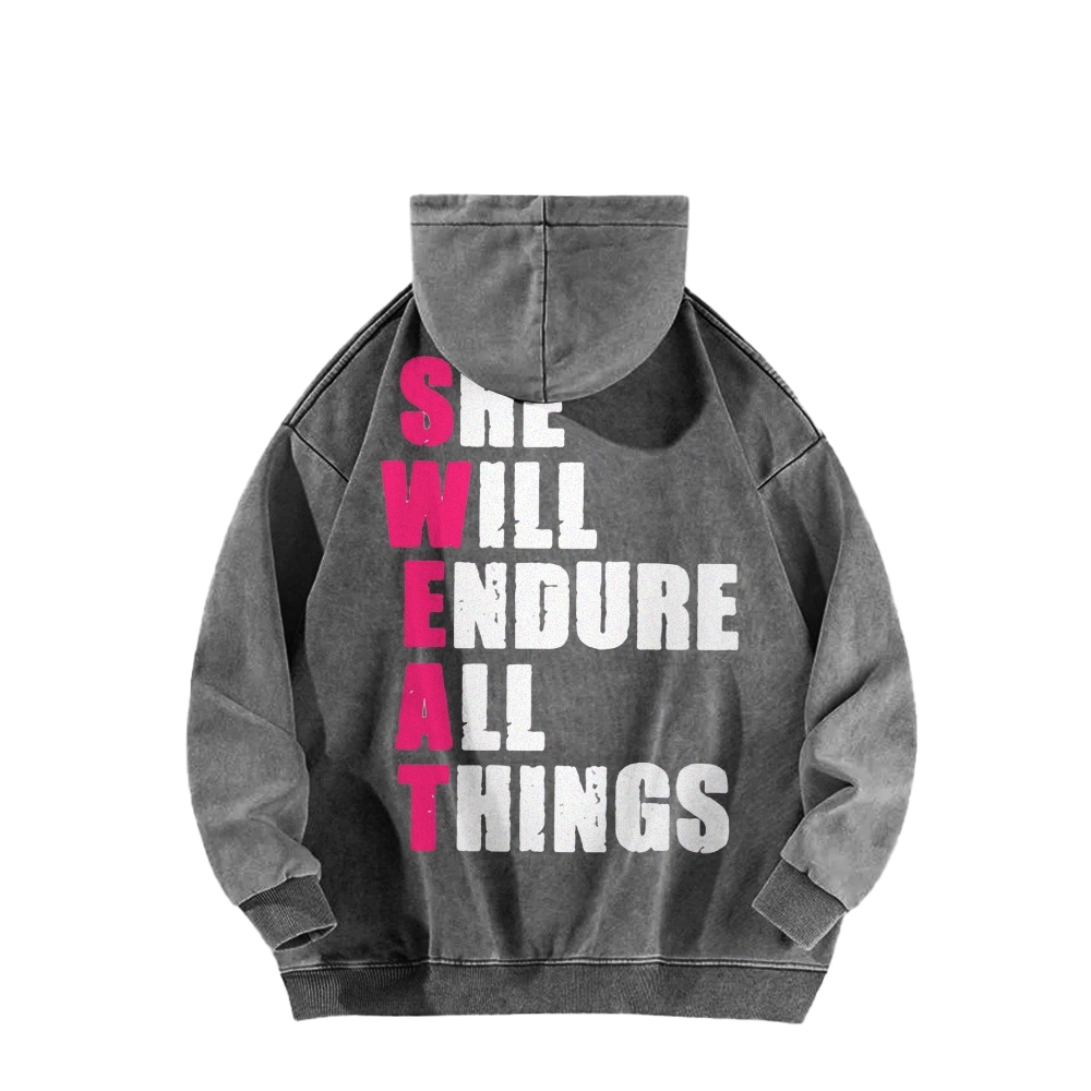 She Will Endure All Things Washed Hoodie