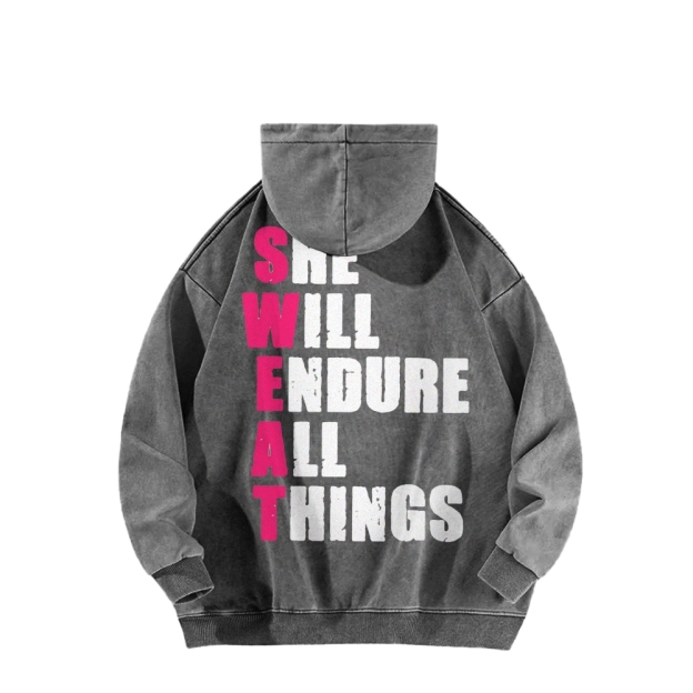 She Will Endure All Things Washed Hoodie