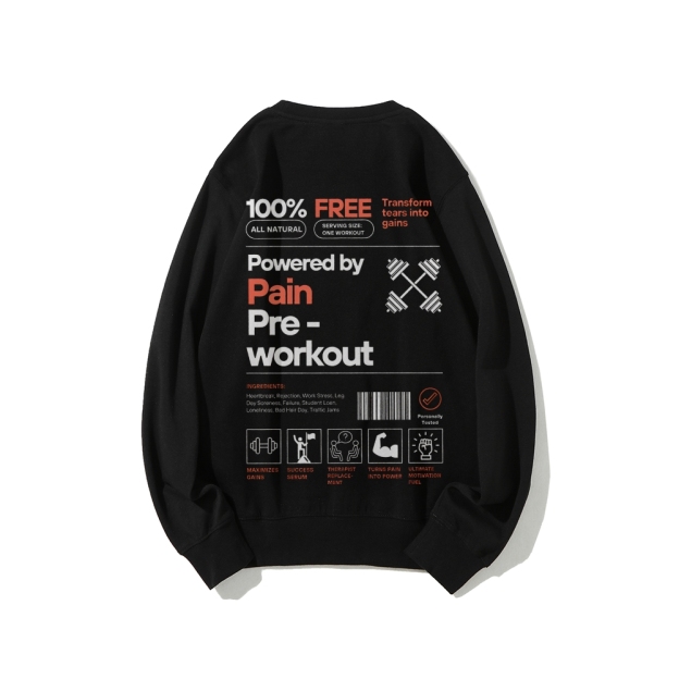 Powered By Painpre-Workout Casual Crewneck Sweatshirt