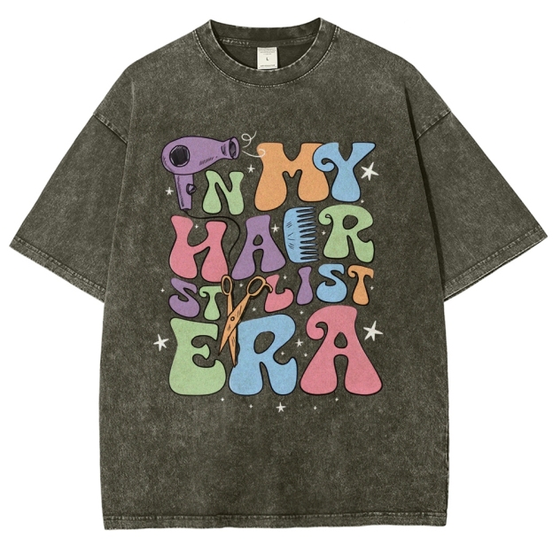 In My Hair Era Unisex Fit Washed T-Shirt Customscool 2407001726
