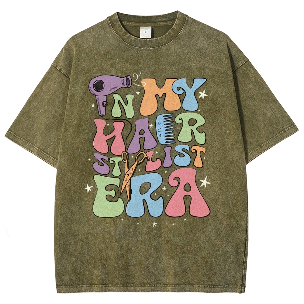 In My Hair Era Unisex Fit Washed T-Shirt Customscool 2407001726