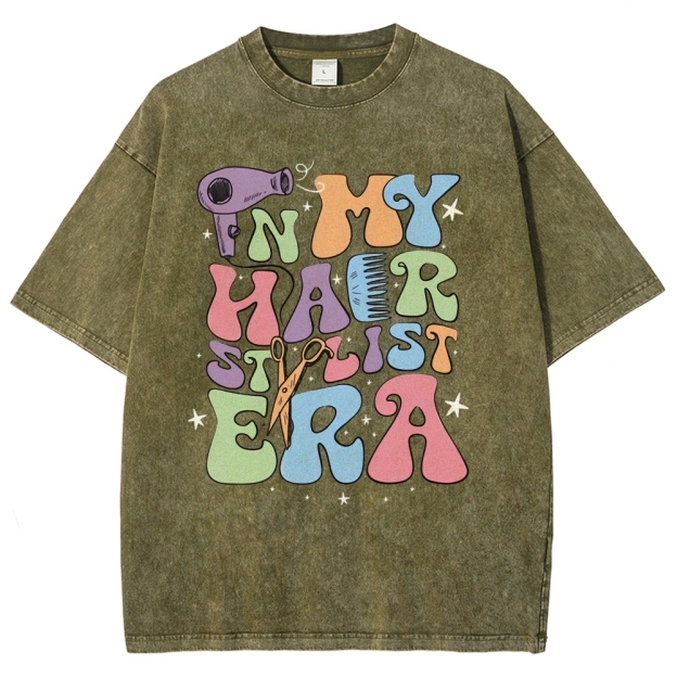 In My Hair Era Unisex Fit Washed T-Shirt Customscool 2407001726