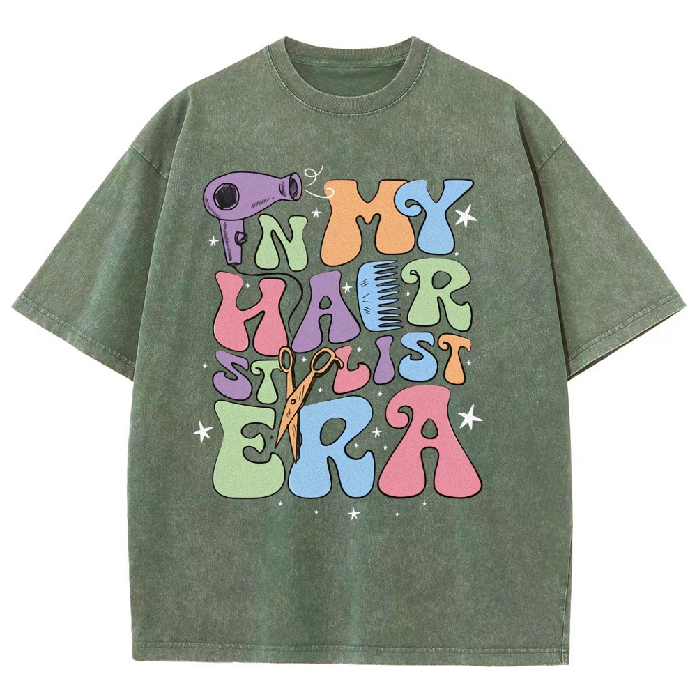 In My Hair Era Unisex Fit Washed T-Shirt Customscool 2407001726