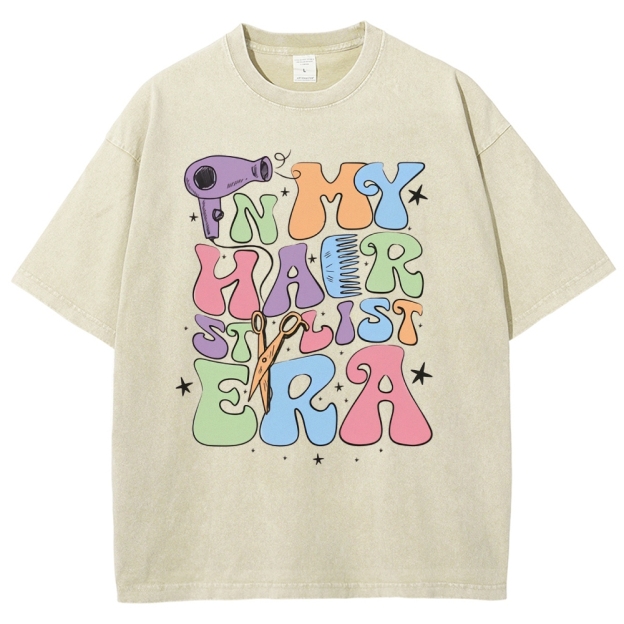 In My Hair Era Unisex Fit Washed T-Shirt Customscool 2407001726