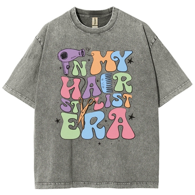 In My Hair Era Unisex Fit Washed T-Shirt Customscool 2407001726