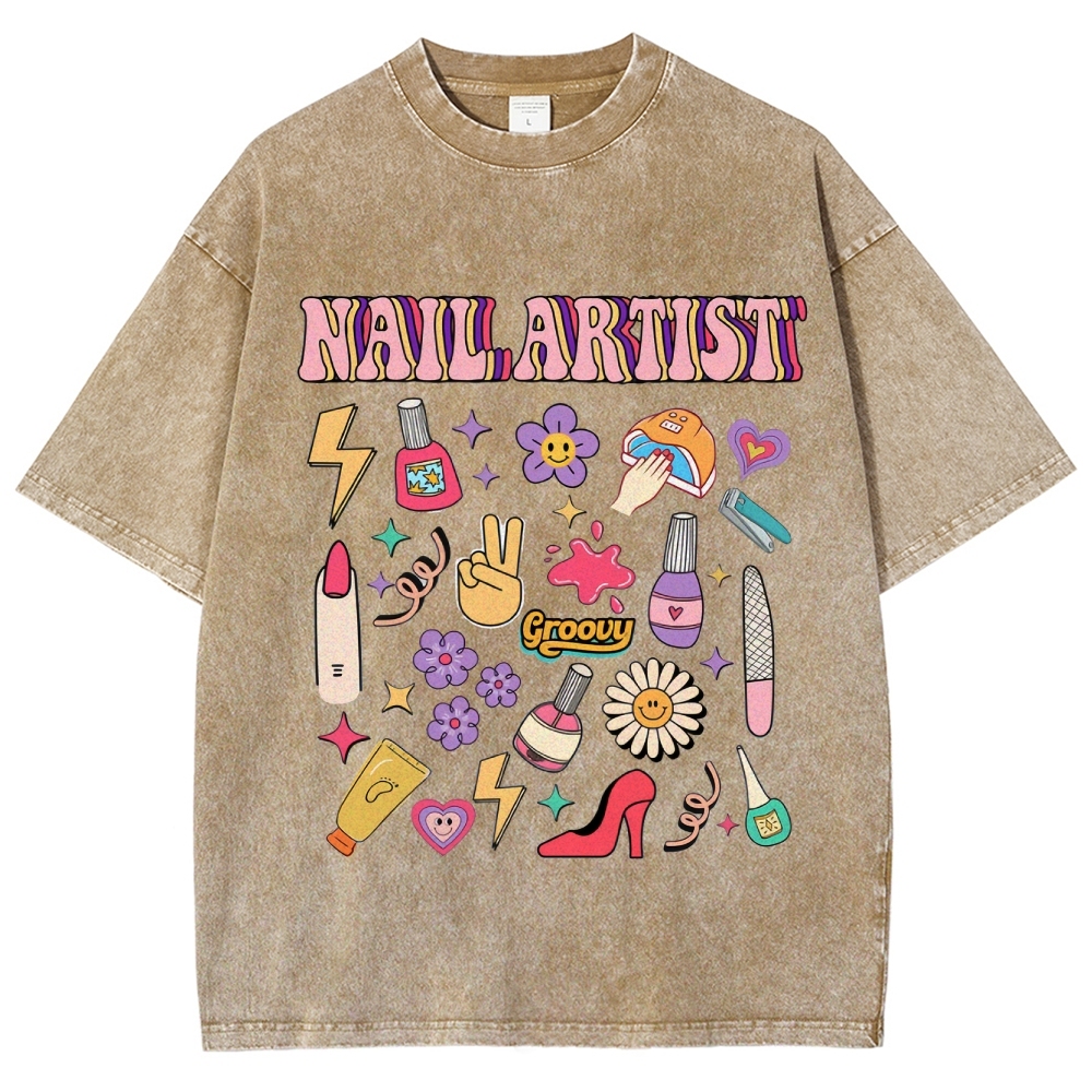Nail Artist Unisex Fit Washed T-Shirt Customscool
