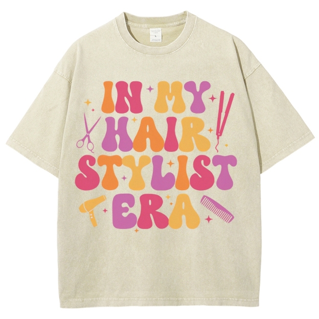 Hairstyle Unisex Fit Washed T-Shirt Customscool