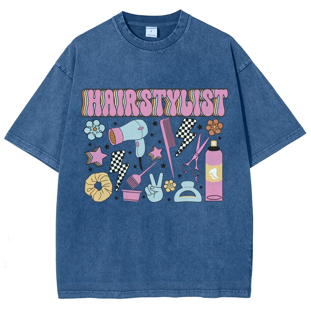 Hairstyle Unisex Fit Washed T-Shirt Customscool