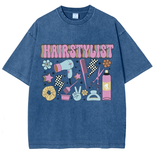 Hairstyle Unisex Fit Washed T-Shirt Customscool