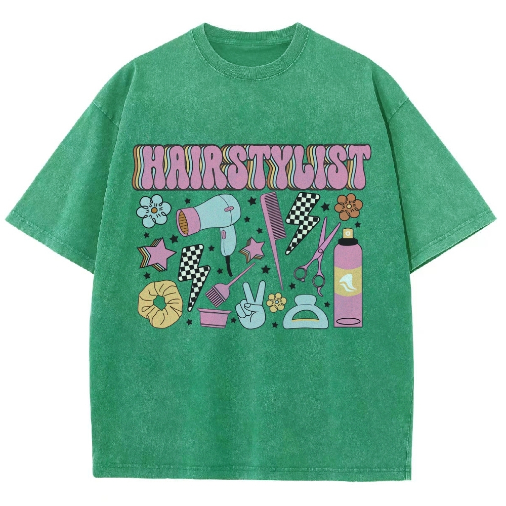 Hairstyle Unisex Fit Washed T-Shirt Customscool