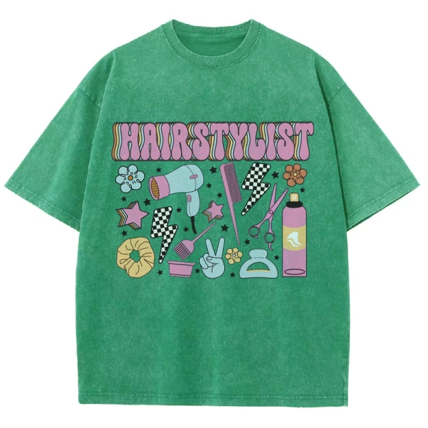 Hairstyle Unisex Fit Washed T-Shirt Customscool