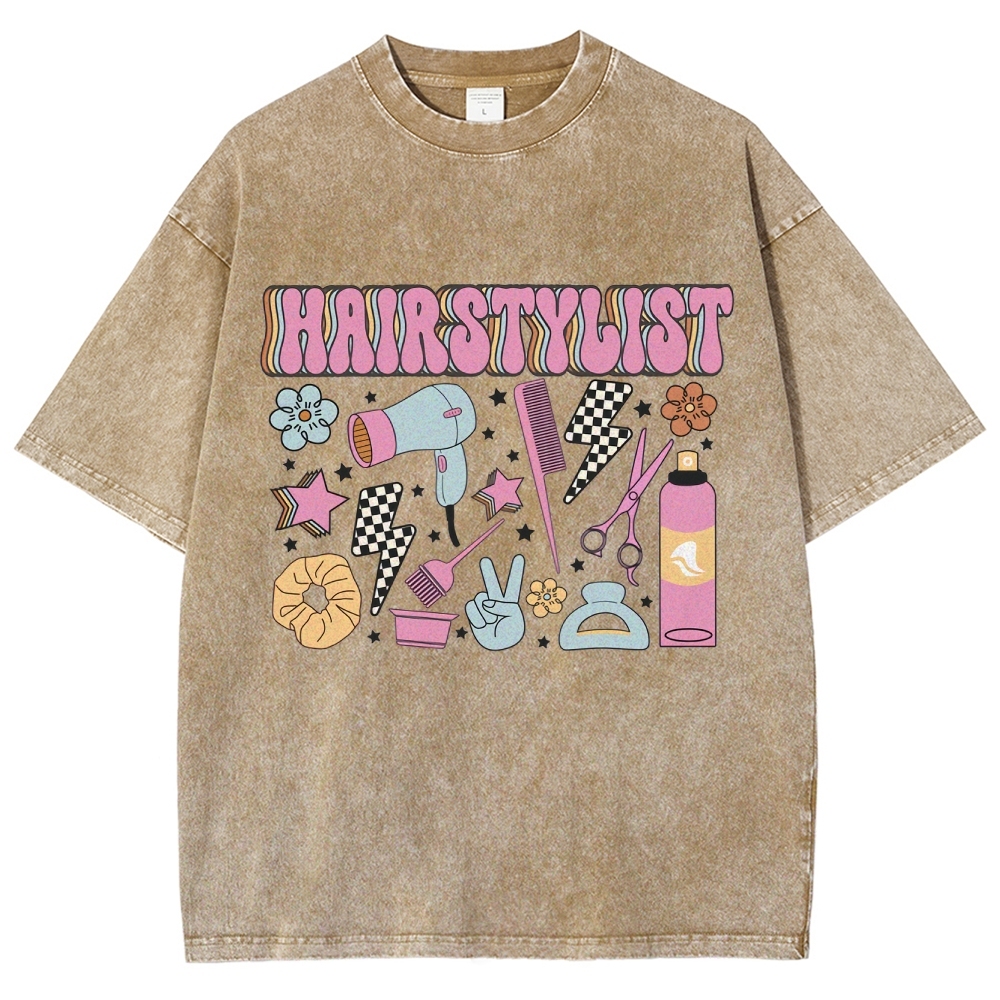 Hairstyle Unisex Fit Washed T-Shirt Customscool