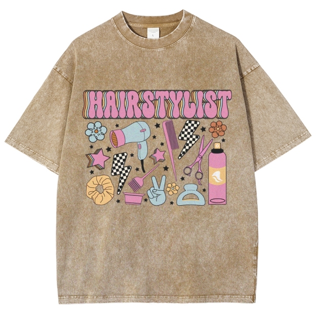 Hairstyle Unisex Fit Washed T-Shirt Customscool