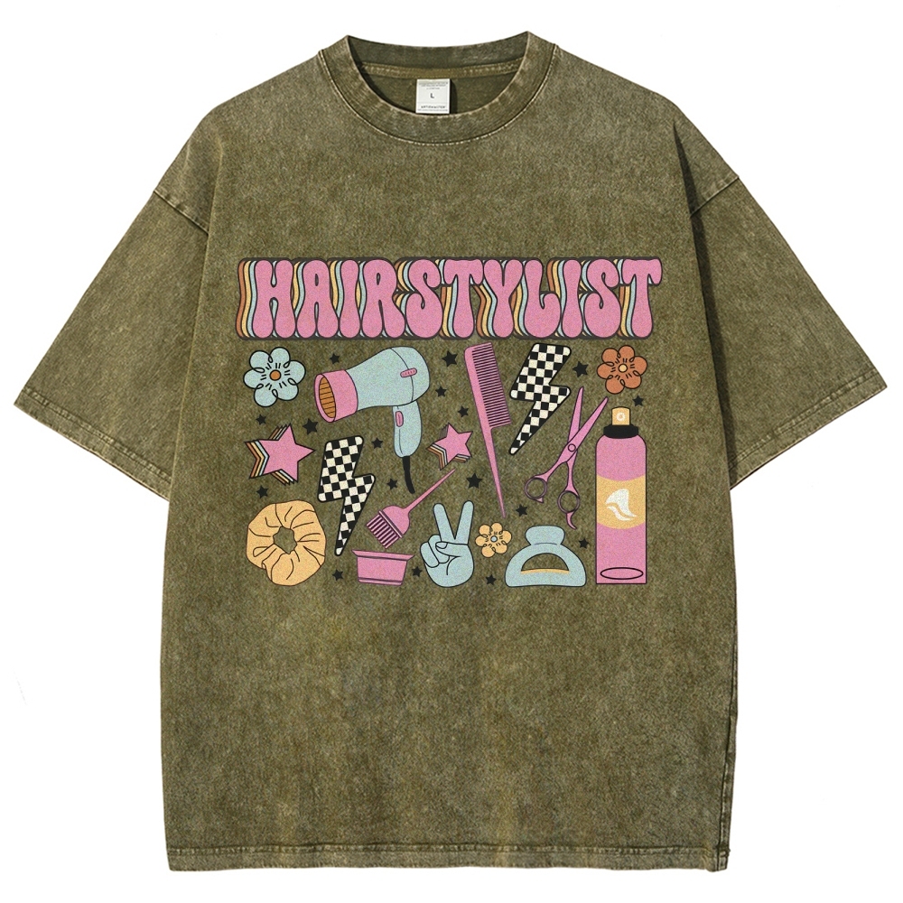 Hairstyle Unisex Fit Washed T-Shirt Customscool