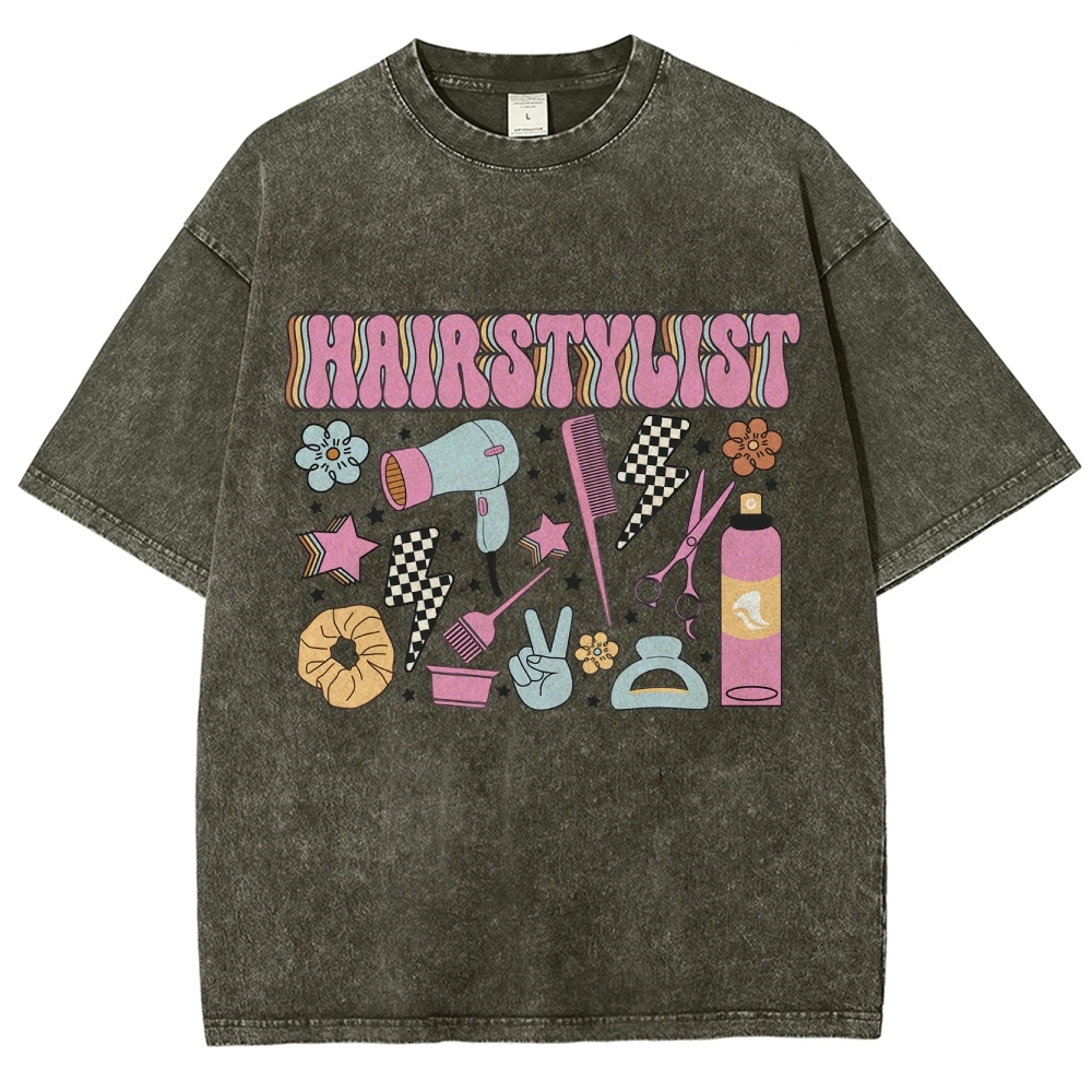 Hairstyle Unisex Fit Washed T-Shirt Customscool