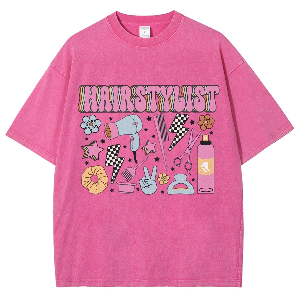 Hairstyle Unisex Fit Washed T-Shirt Customscool