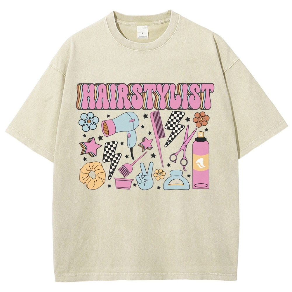 Hairstyle Unisex Fit Washed T-Shirt Customscool