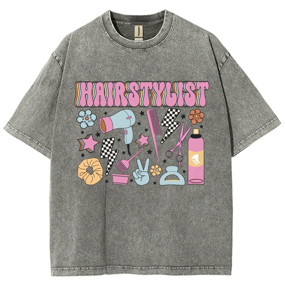 Hairstyle Unisex Fit Washed T-Shirt Customscool