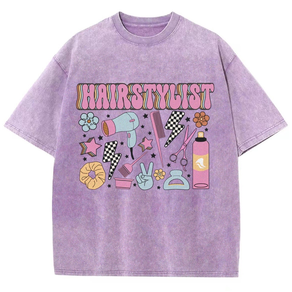 Hairstyle Unisex Fit Washed T-Shirt Customscool