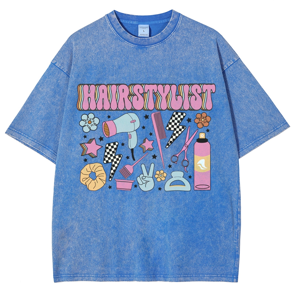 Hairstyle Unisex Fit Washed T-Shirt Customscool