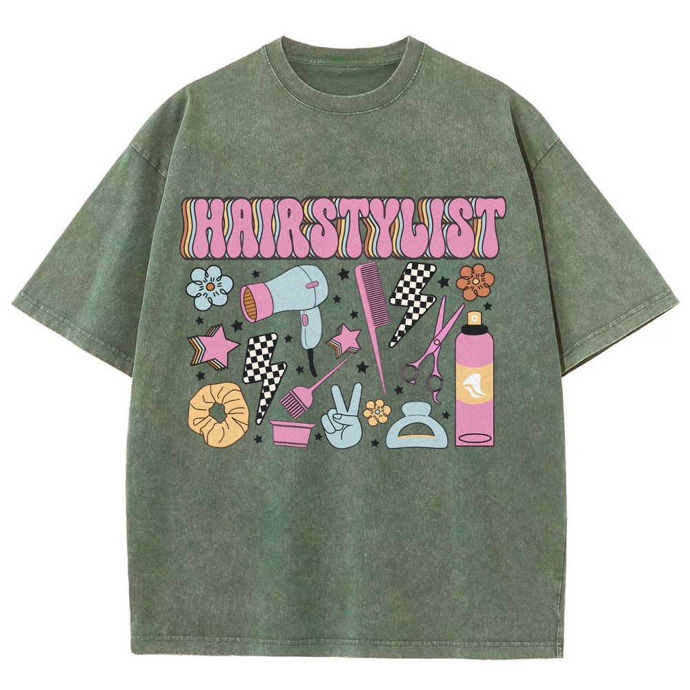 Hairstyle Unisex Fit Washed T-Shirt Customscool
