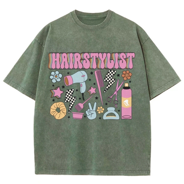 Hairstyle Unisex Fit Washed T-Shirt Customscool
