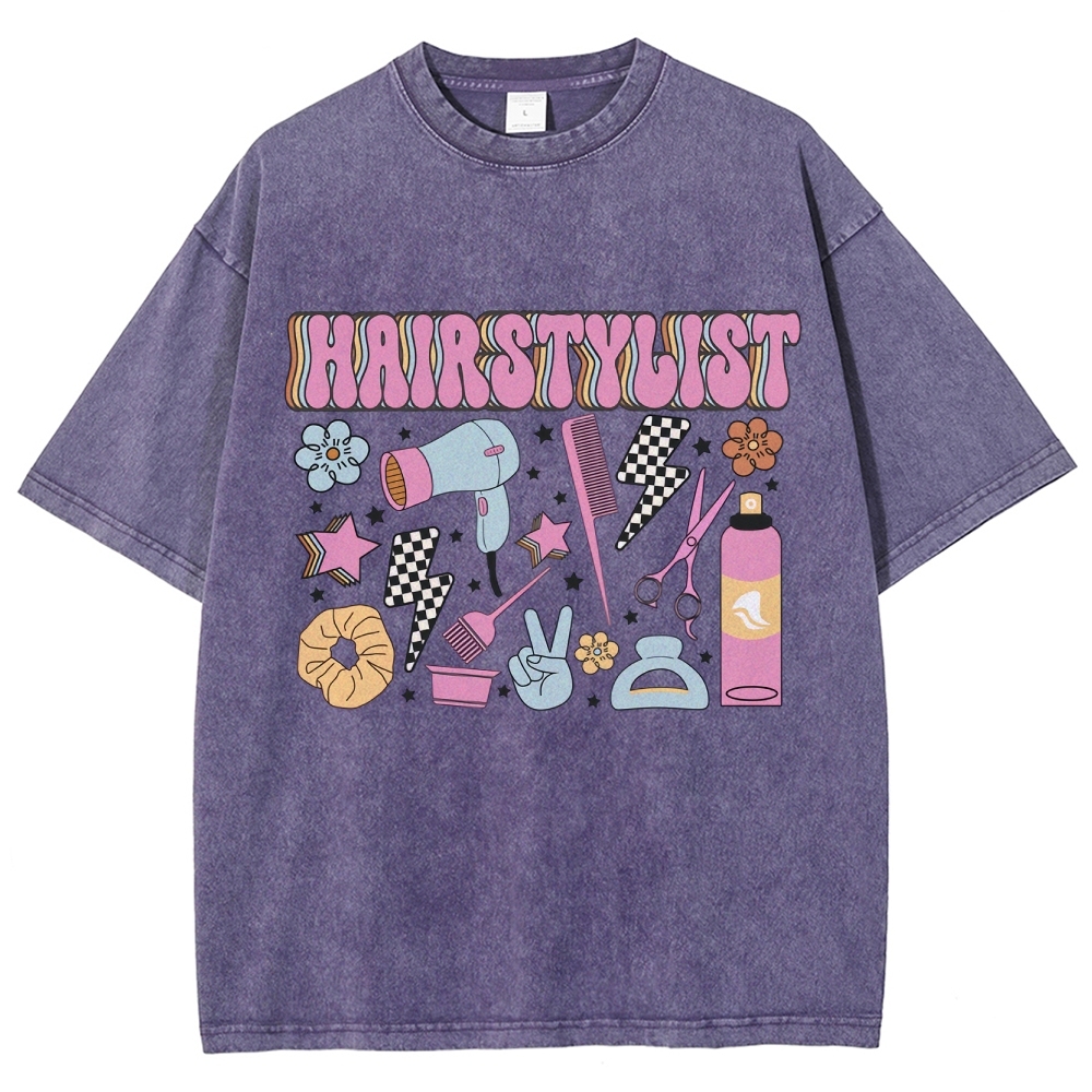 Hairstyle Unisex Fit Washed T-Shirt Customscool