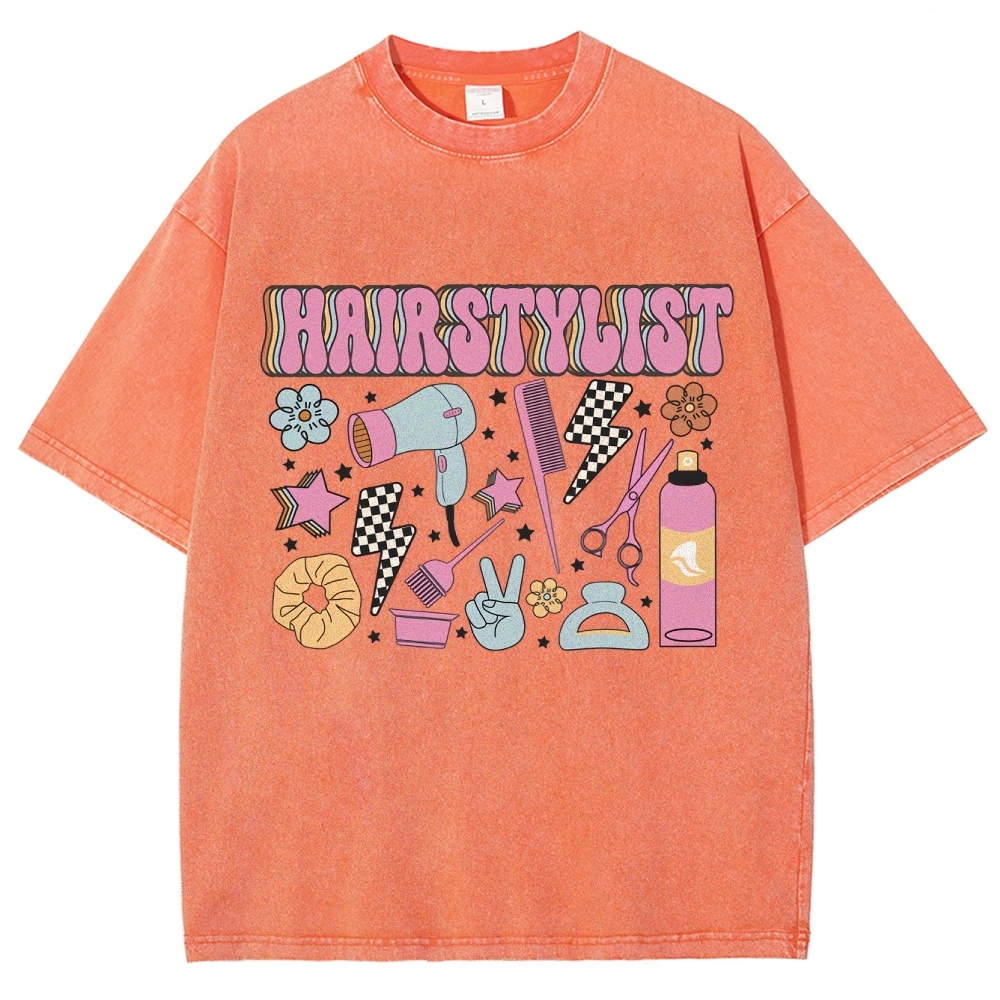 Hairstyle Unisex Fit Washed T-Shirt Customscool