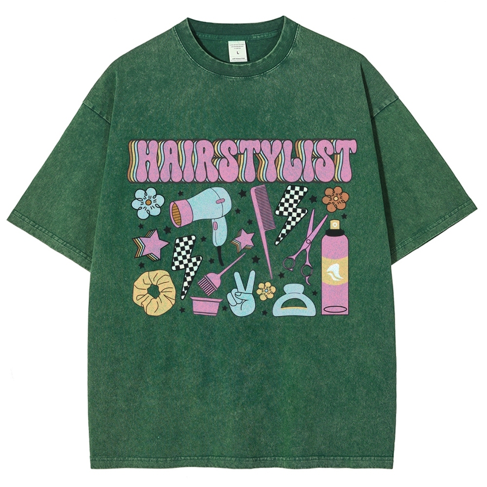 Hairstyle Unisex Fit Washed T-Shirt Customscool