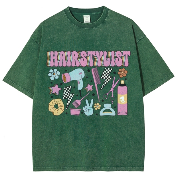 Hairstyle Unisex Fit Washed T-Shirt Customscool