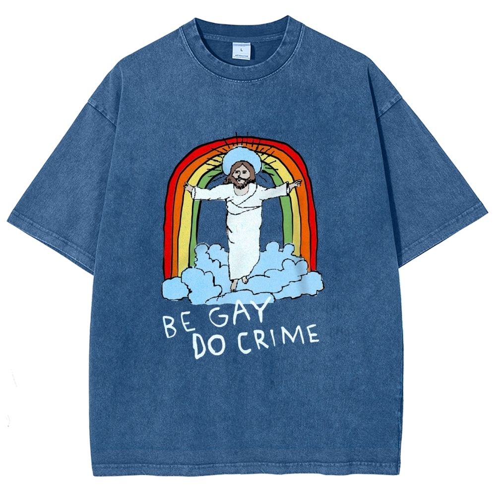Be Gay Do Crime Vintage Snowflake Washed T-Shirt