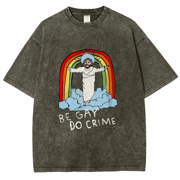 Be Gay Do Crime Vintage Snowflake Washed T-Shirt