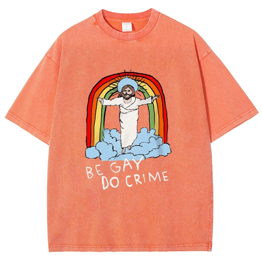 Be Gay Do Crime Vintage Snowflake Washed T-Shirt