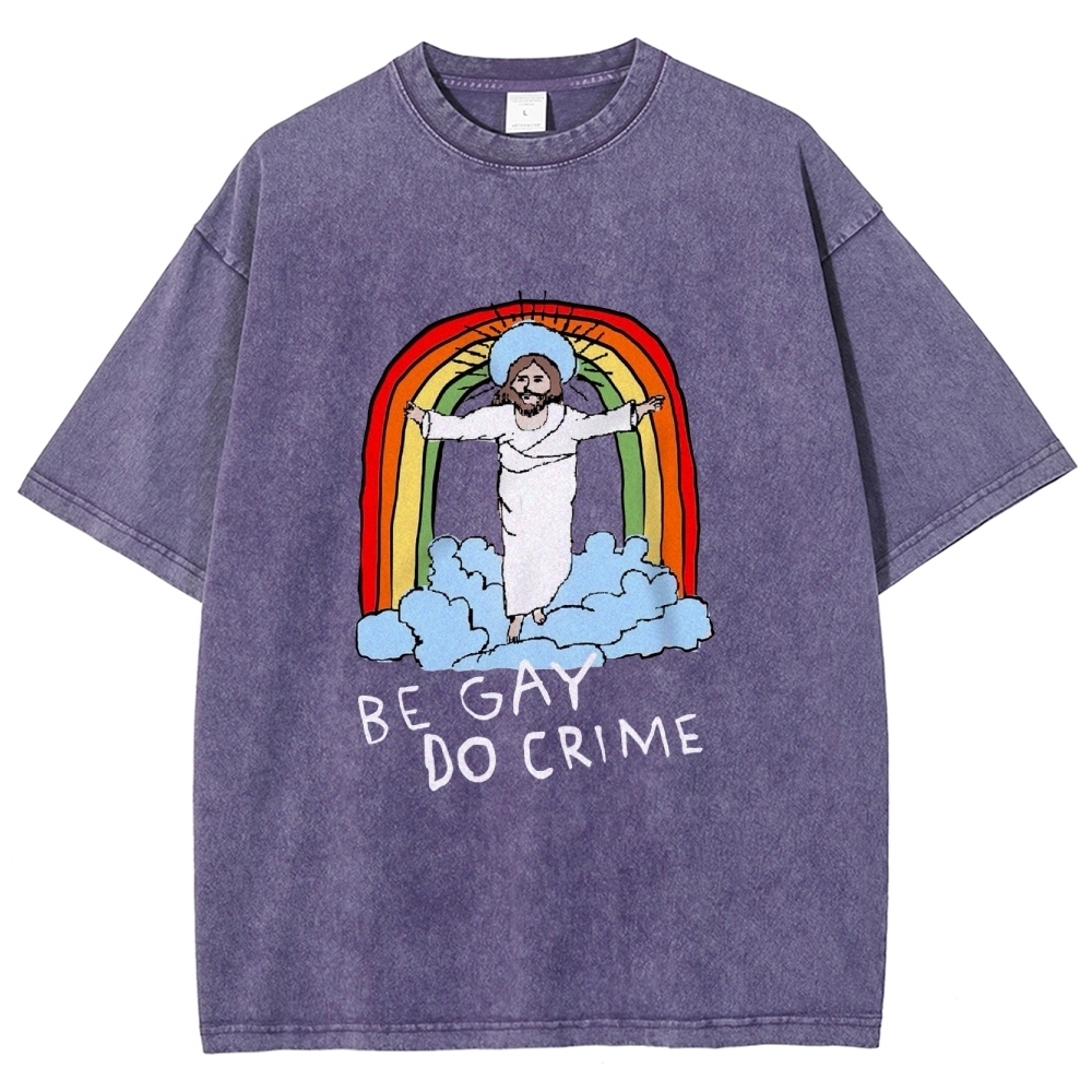 Be Gay Do Crime Vintage Snowflake Washed T-Shirt