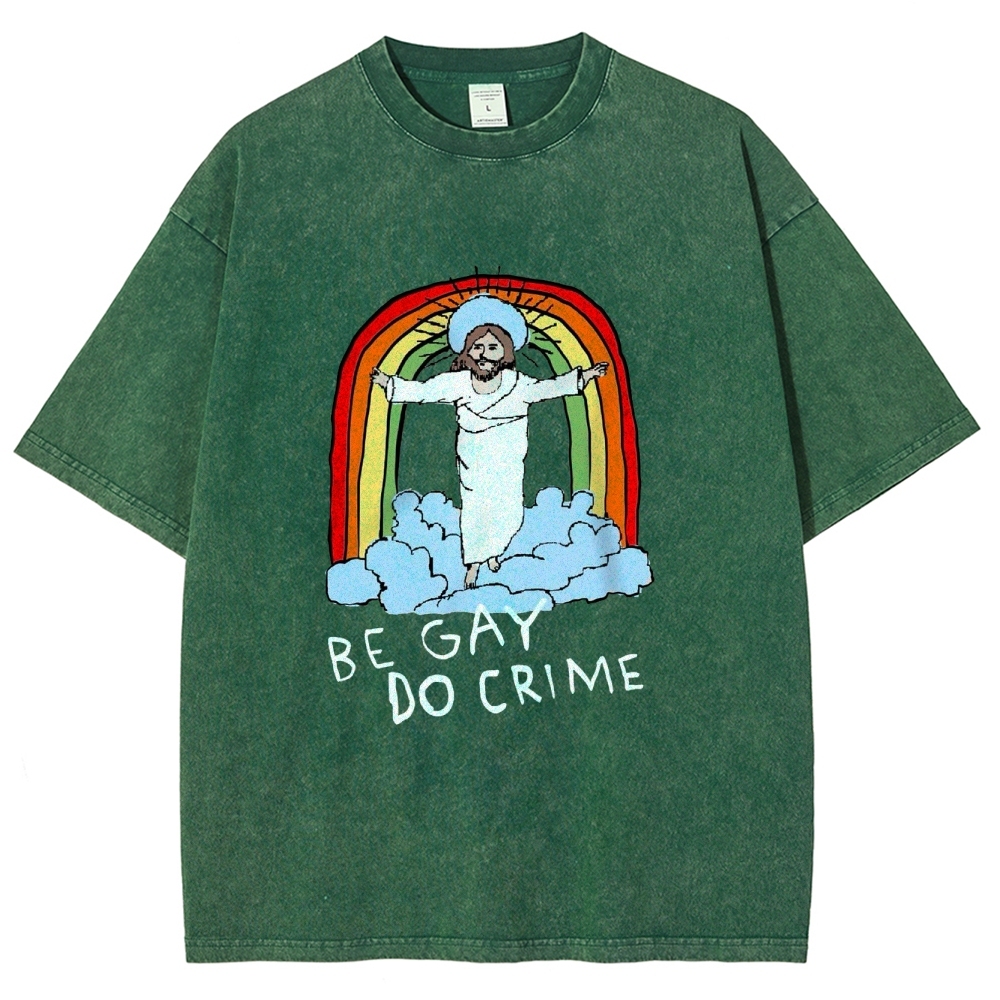 Be Gay Do Crime Vintage Snowflake Washed T-Shirt