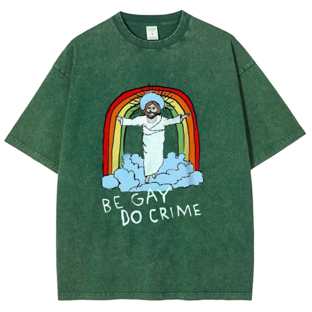 Be Gay Do Crime Vintage Snowflake Washed T-Shirt