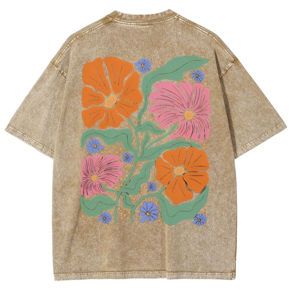 Flower Vintage Snowflake Washed T-Shirt