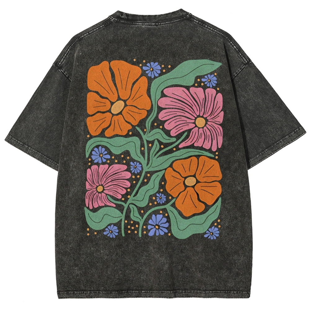 Flower Vintage Snowflake Washed T-Shirt