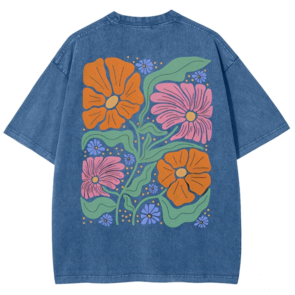 Flower Vintage Snowflake Washed T-Shirt