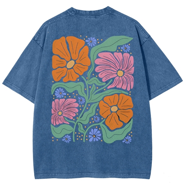 Flower Vintage Snowflake Washed T-Shirt