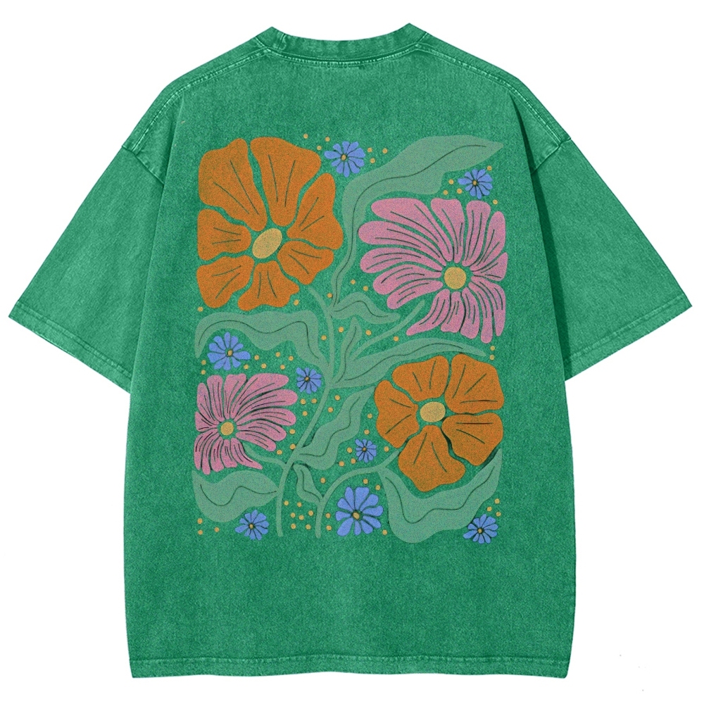 Flower Vintage Snowflake Washed T-Shirt