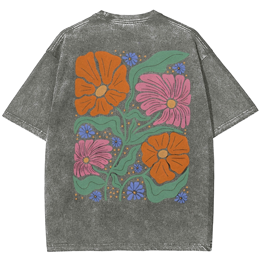 Flower Vintage Snowflake Washed T-Shirt